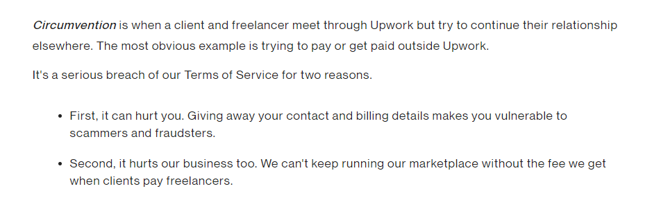 Upwork has mentioned payment scams on their TOS