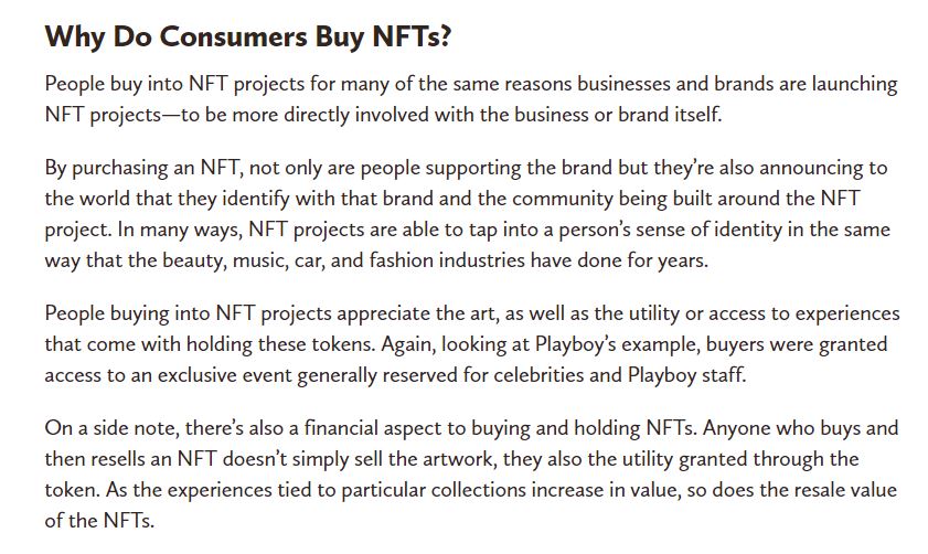 why consumer buy nfts